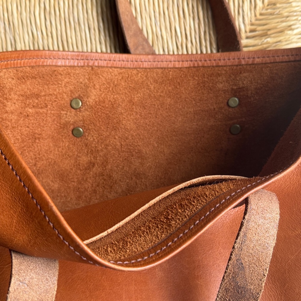 Anthropologie Leather Tote in Cognac Brown - Picture 8 of 13